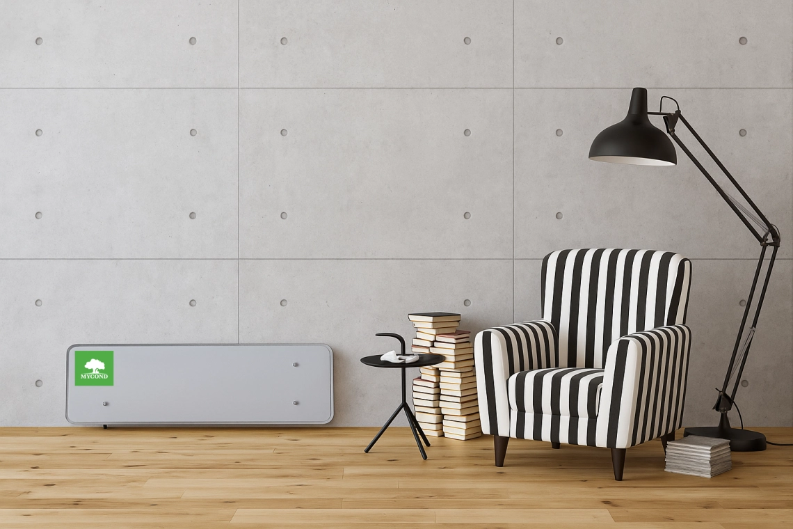 A sleek modern fan coil unit enhancing air conditioning efficiency.