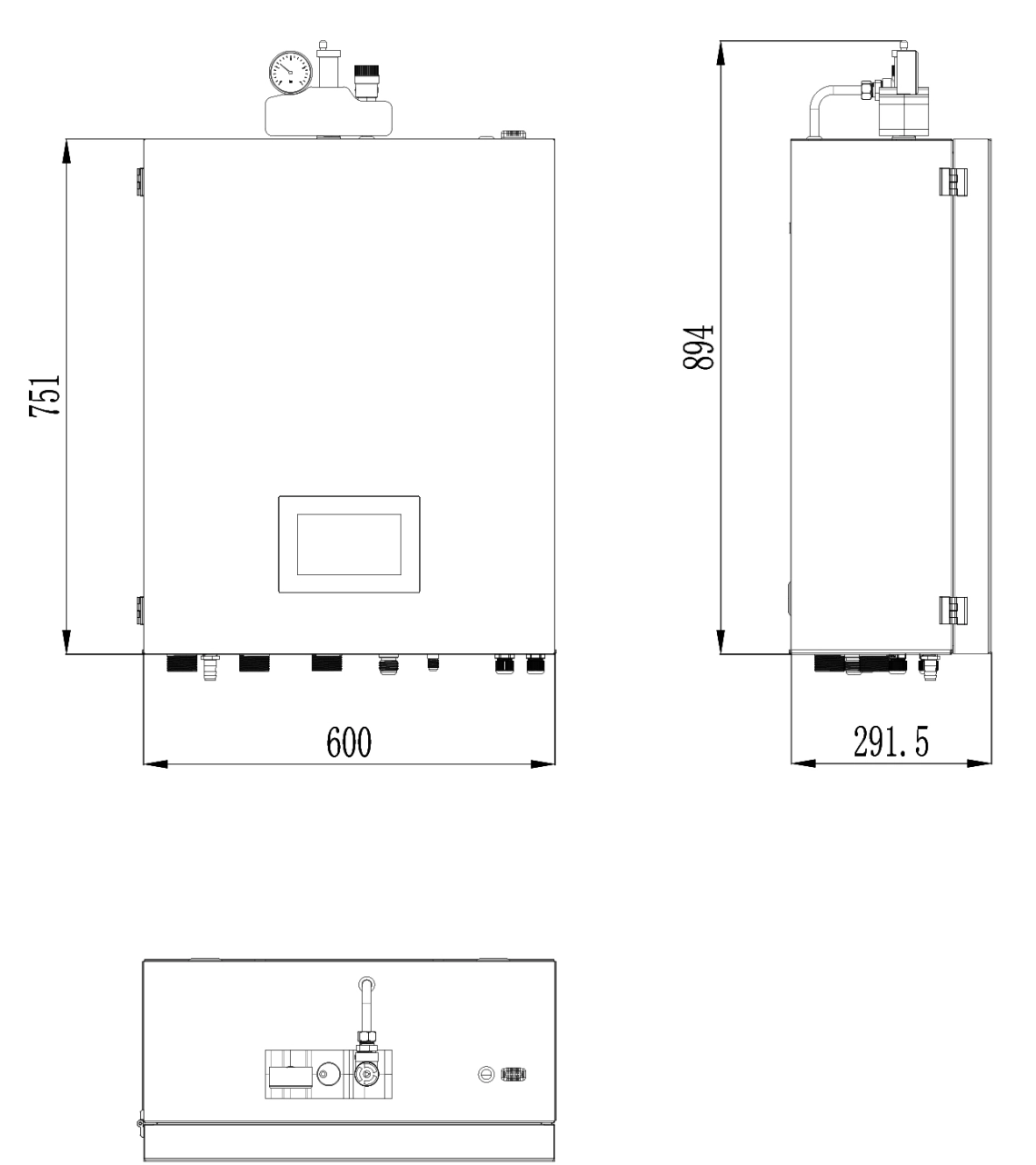 Diagram illustrating indoor unit dimensions for MyCond BeeSmart heat pumps.