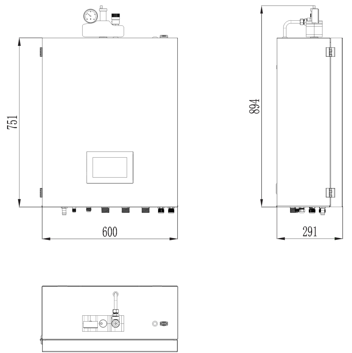 Diagram of MyCond BeeSmart indoor unit dimensions for optimal space utilization.