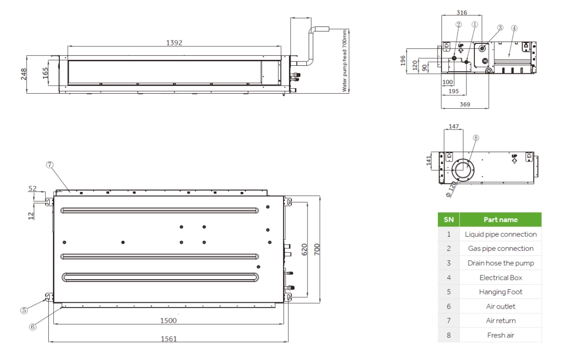 MyCond Medium ESP duct Overall Dimensions - 1