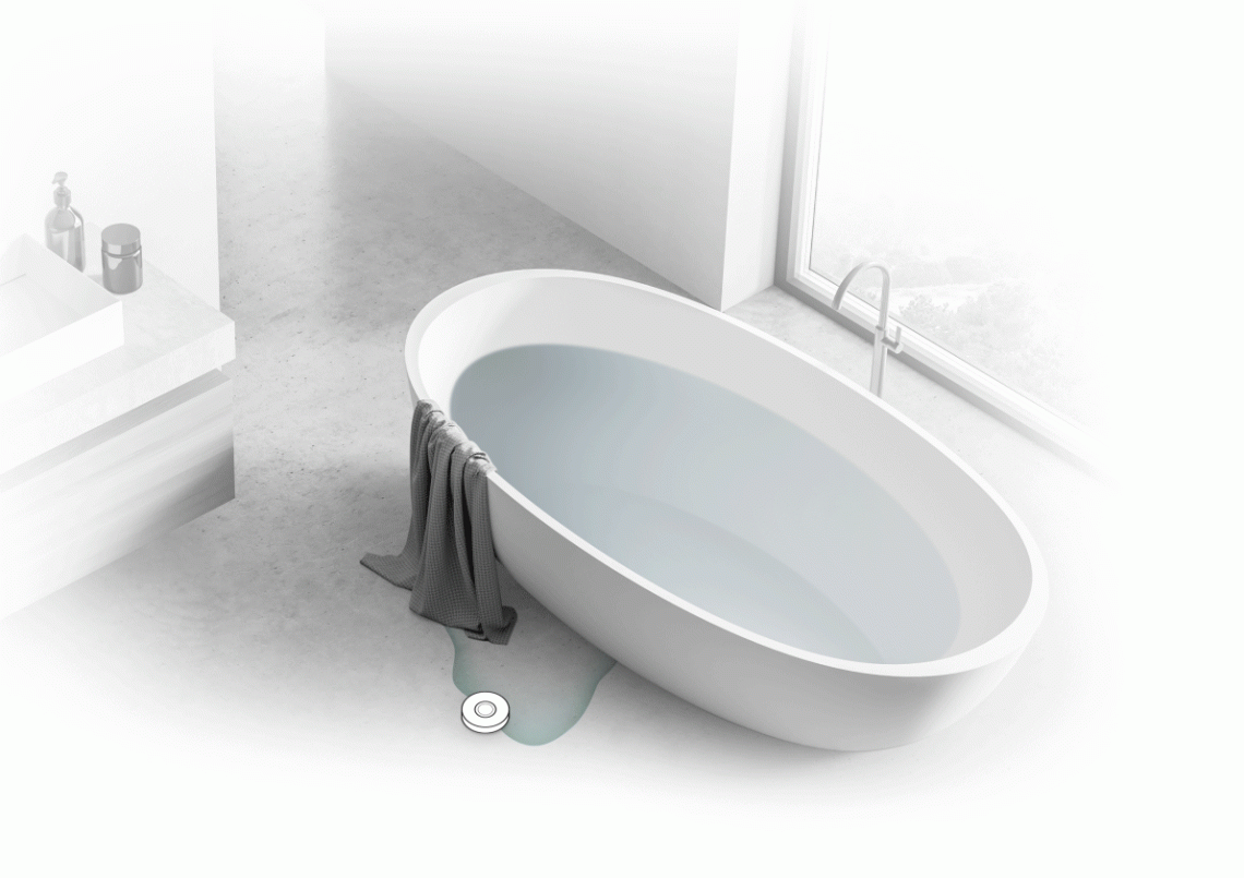 MyCond Zigbee water leak sensor detecting a water spill.