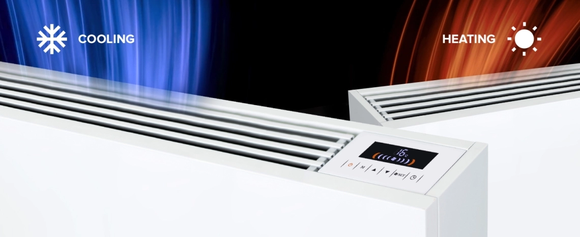 Fan coil unit from the Silent Series highlighting energy efficiency.